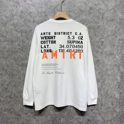 AMIRIファッション長袖男性Tシャツ おしゃれクールカジュアル 上着 SY1197