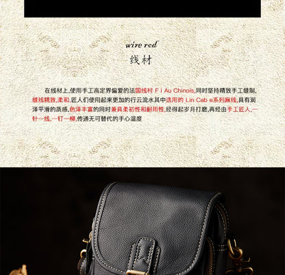 Men's Shoulder Bag Cow Leather Handmade Casual Sports Smartphone Pouch Crossbody Bag for Men 