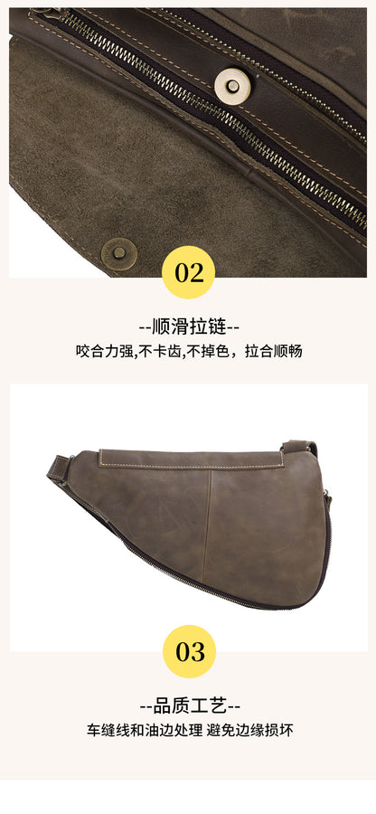 Men's Bust Bag Genuine Cowhide Leather Multifunctional Fashion Waist Pouch Casual Large Capacity Crossbody Bag for Men 