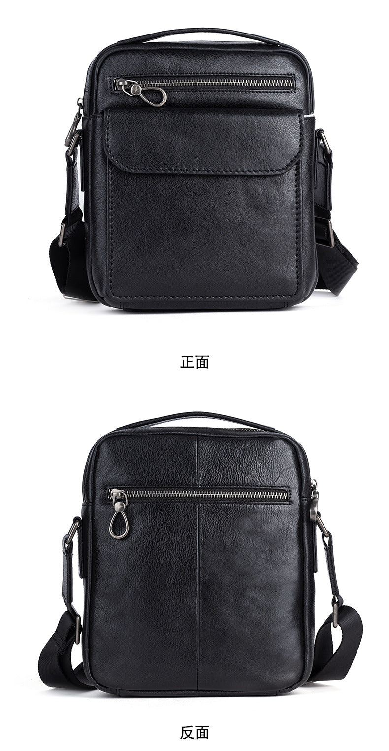 Men's Shoulder Bag Genuine Cowhide Leather Retro Casual Male Crossbody Bag 