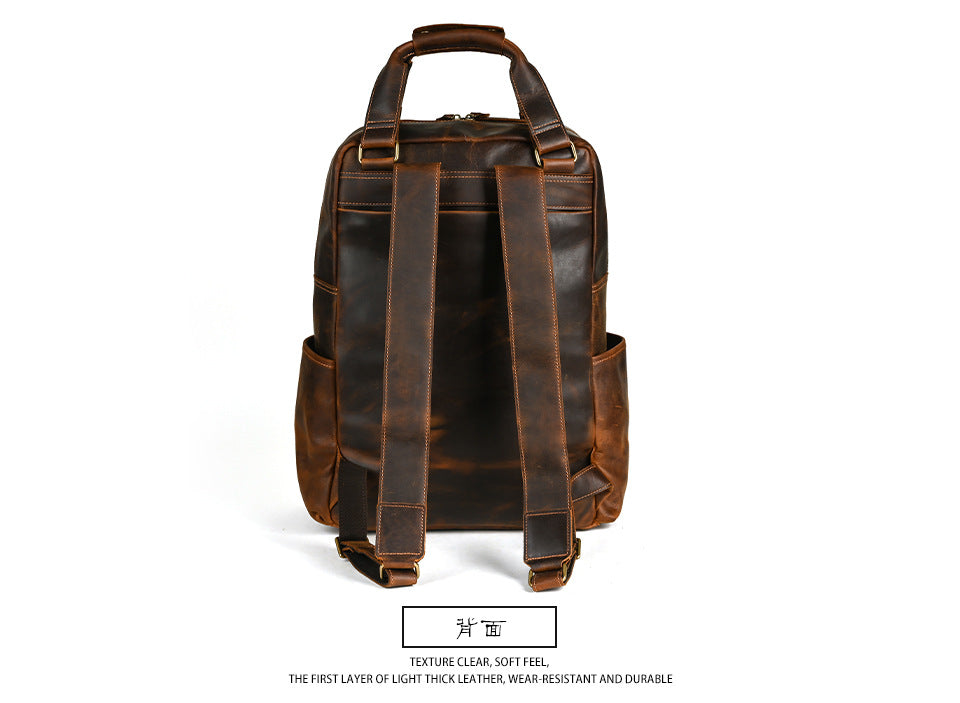 Men's backpack Cowhide genuine leather large capacity outdoor casual men's travel bag computer bag 