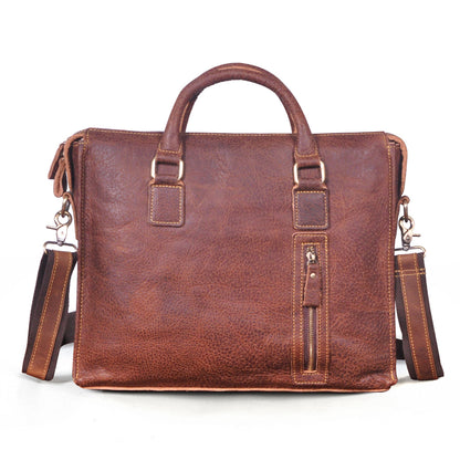 Men's Briefcase Crossbody Bag Cowhide Genuine Leather Retro Shoulder Bag Computer Bag 