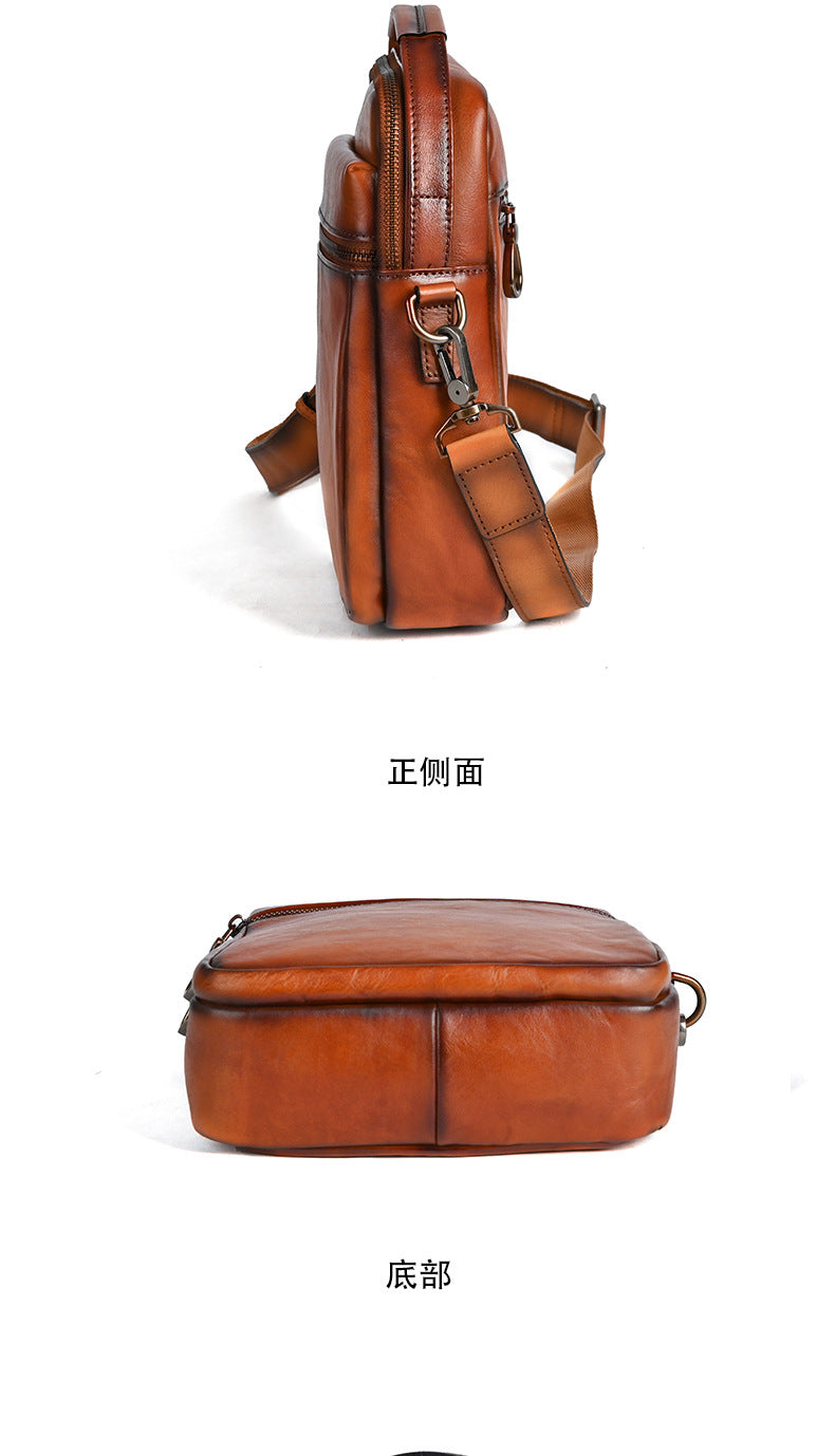 Men's Shoulder Bag Genuine Cowhide Leather Commuting Crossbody Bag for Men 