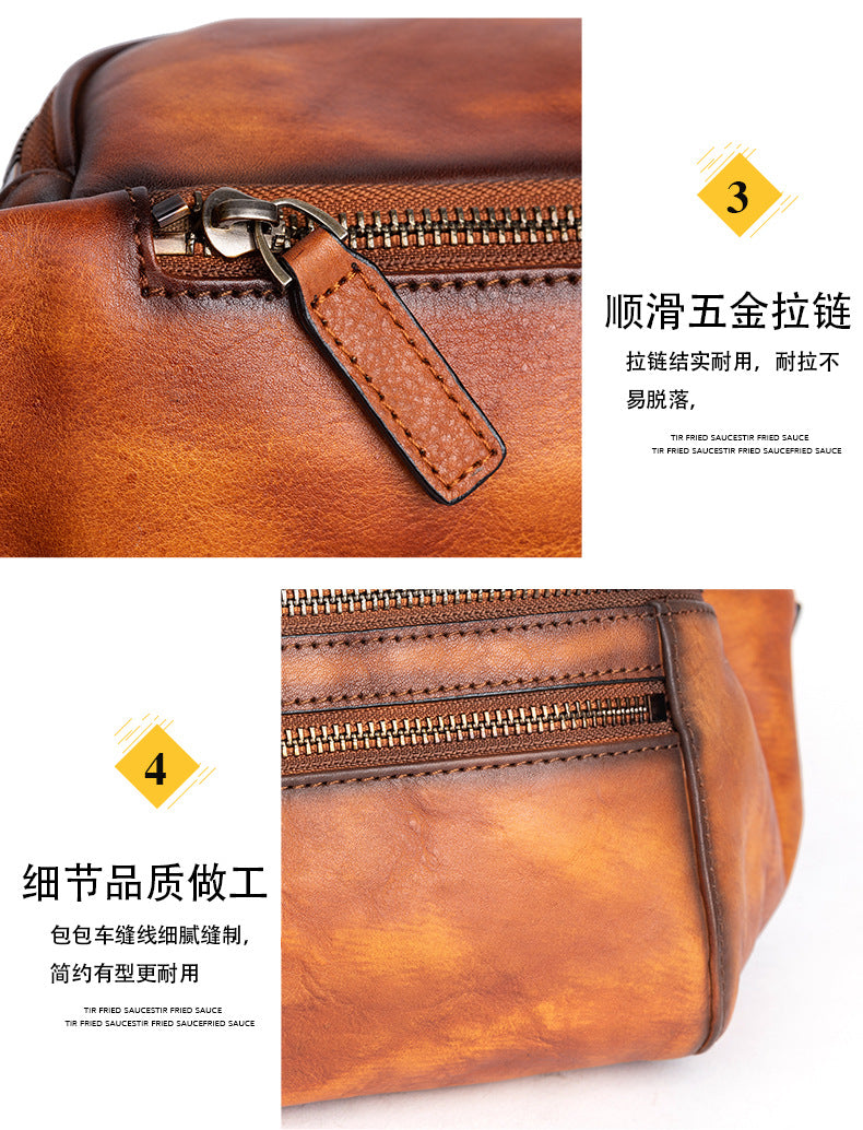 Men's Waist Pouch Cowhide Genuine Leather Retro Casual Men Bag 