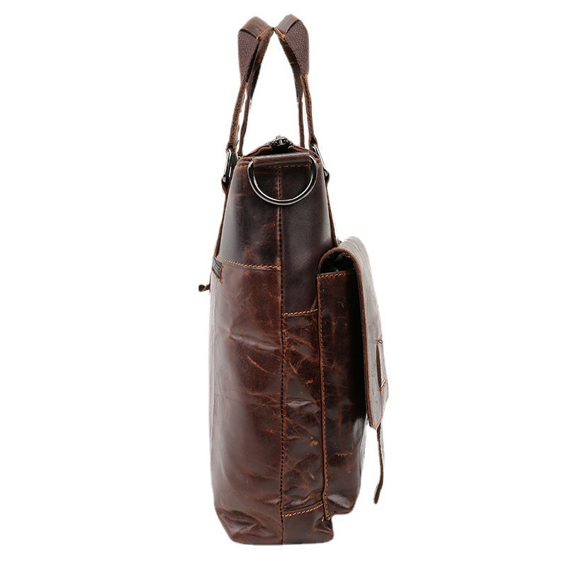 Men's Handbag Genuine Cowhide Leather Retro Casual Business Briefcase Men Shoulder Bag Crossbody Bag