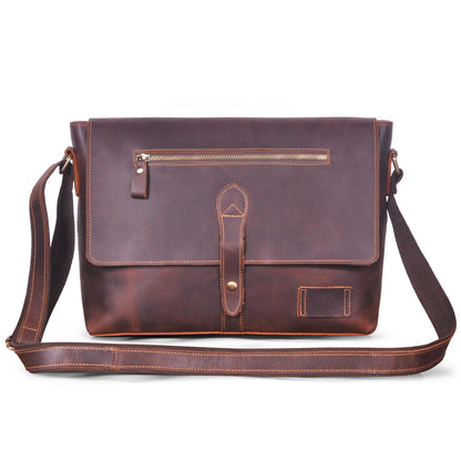 Men's Crossbody Bag Cowhide Genuine Leather Retro Men's Shoulder Bag 