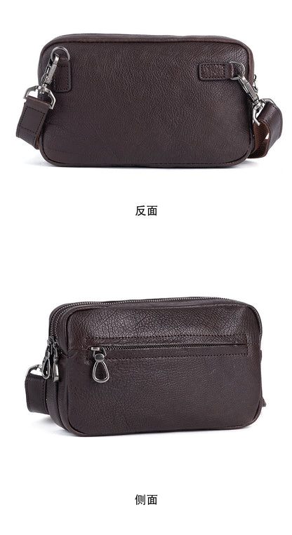 Men's Shoulder Bag Genuine Cowhide Leather Retro Casual Men Clutch Bag Crossbody Bag 