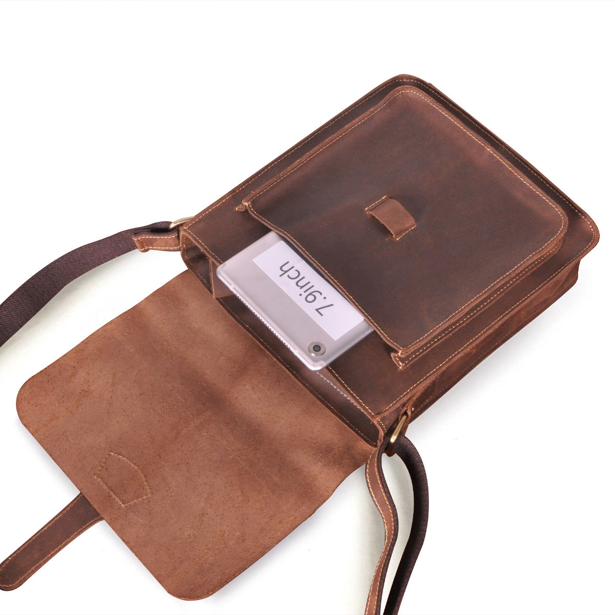 Men's Briefcase Genuine Cowhide Leather Crossbody Bag Retro Business Men Shoulder Bag Computer Bag 