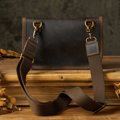 Men's Shoulder Bag Handmade Genuine Cowhide Leather Fashion Crossbody Bag for Men 