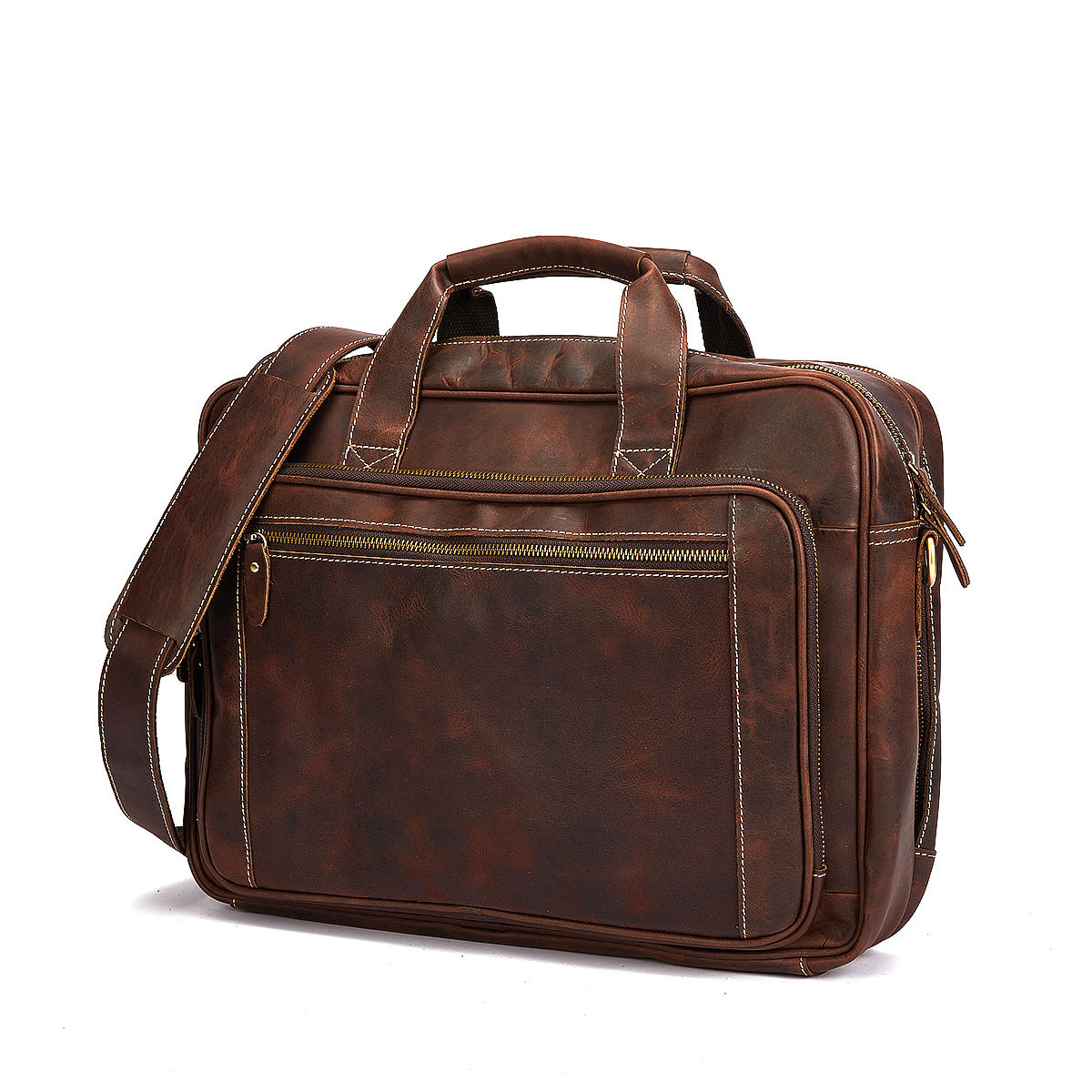 Men's Handbag Briefcase Cowhide Genuine Leather Retro Business Men Computer Bag 