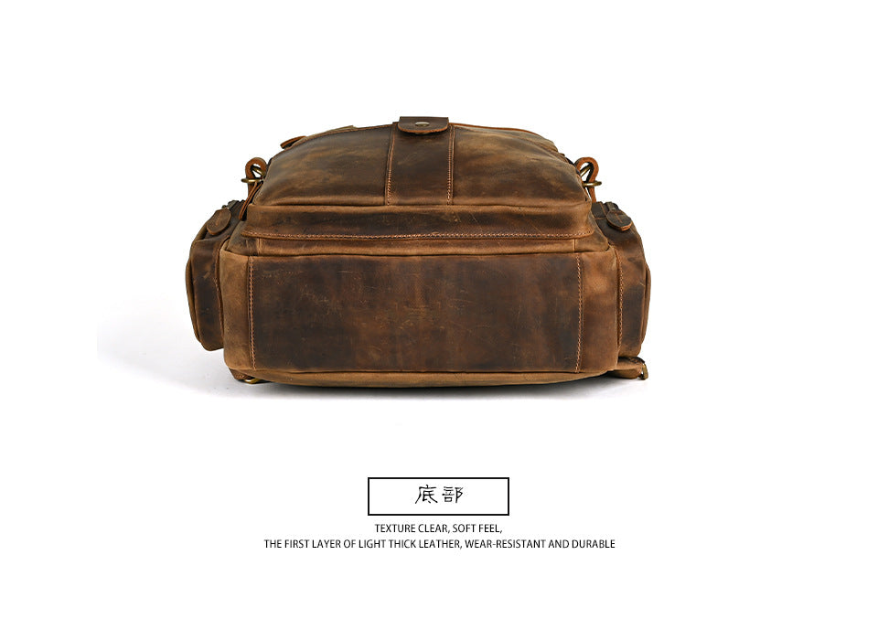 Men's backpack made of cowhide genuine leather large capacity retro casual men's business trip bag computer bag 