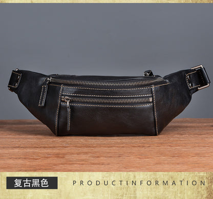 Men's Waist Pouch Cowhide Genuine Leather Retro Casual Men Bag 