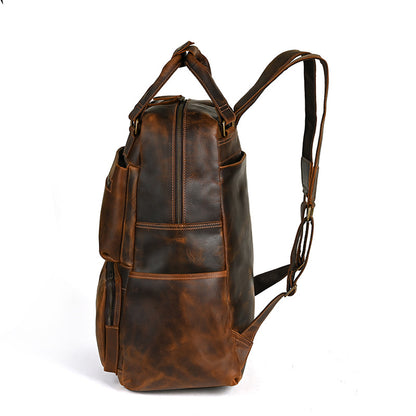 Men's backpack Cowhide genuine leather large capacity outdoor casual men's travel bag computer bag 