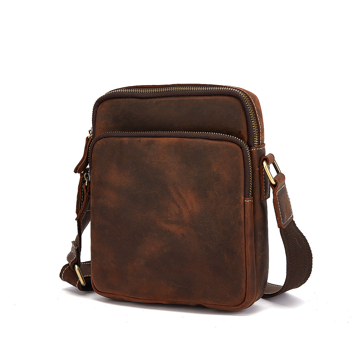 Men's Shoulder Bag Cowhide Genuine Leather Retro Travel Outdoor Crossbody Bag for Men 