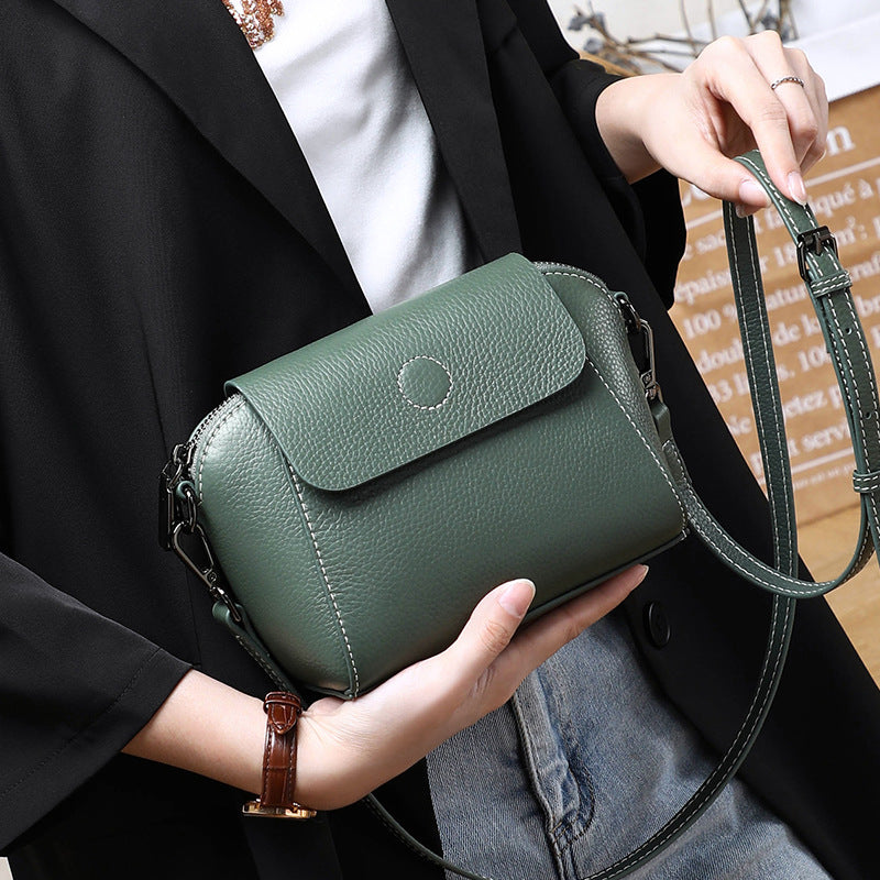 Women's bag trend crossbody bag genuine leather fashion cowhide simple shoulder bag that goes with anything. Pochette