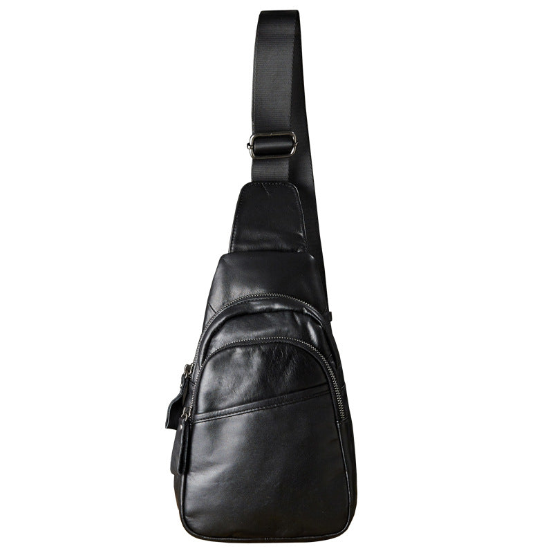 Men's Bust Bag Handmade Cowhide Genuine Leather Fashion Commuter Crossbody Bag for Men 