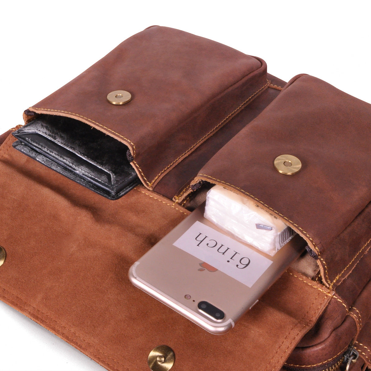 Men's Briefcase Genuine Cowhide Leather Retro Crossbody Bag Men's Shoulder Bag Computer Bag 