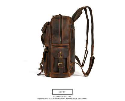 Men's backpack Cowhide genuine leather large capacity outdoor casual men's travel bag computer bag 