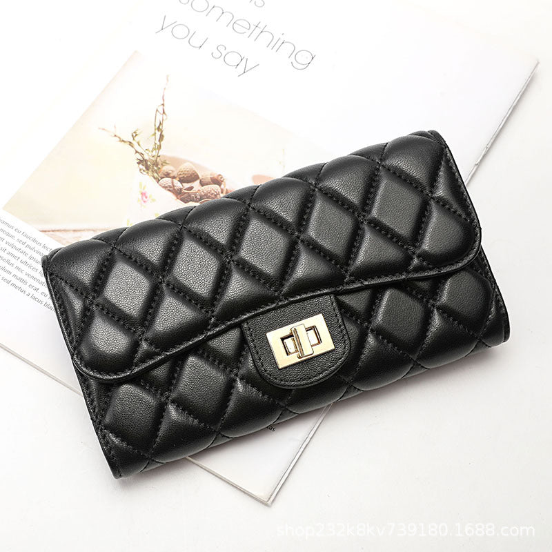 Women's wallet Checked coin purse Fashion sheepskin wallet Bifold wallet Clutch bag Goes with anything