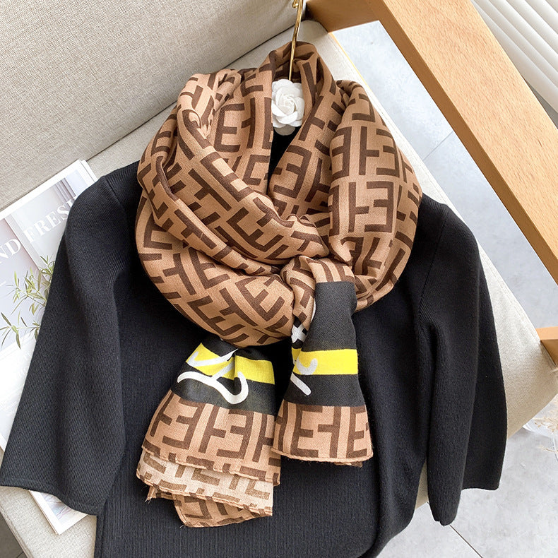 Cotton linen muffler fashion stole outerwear women shoulder cloak thin four seasons scarf