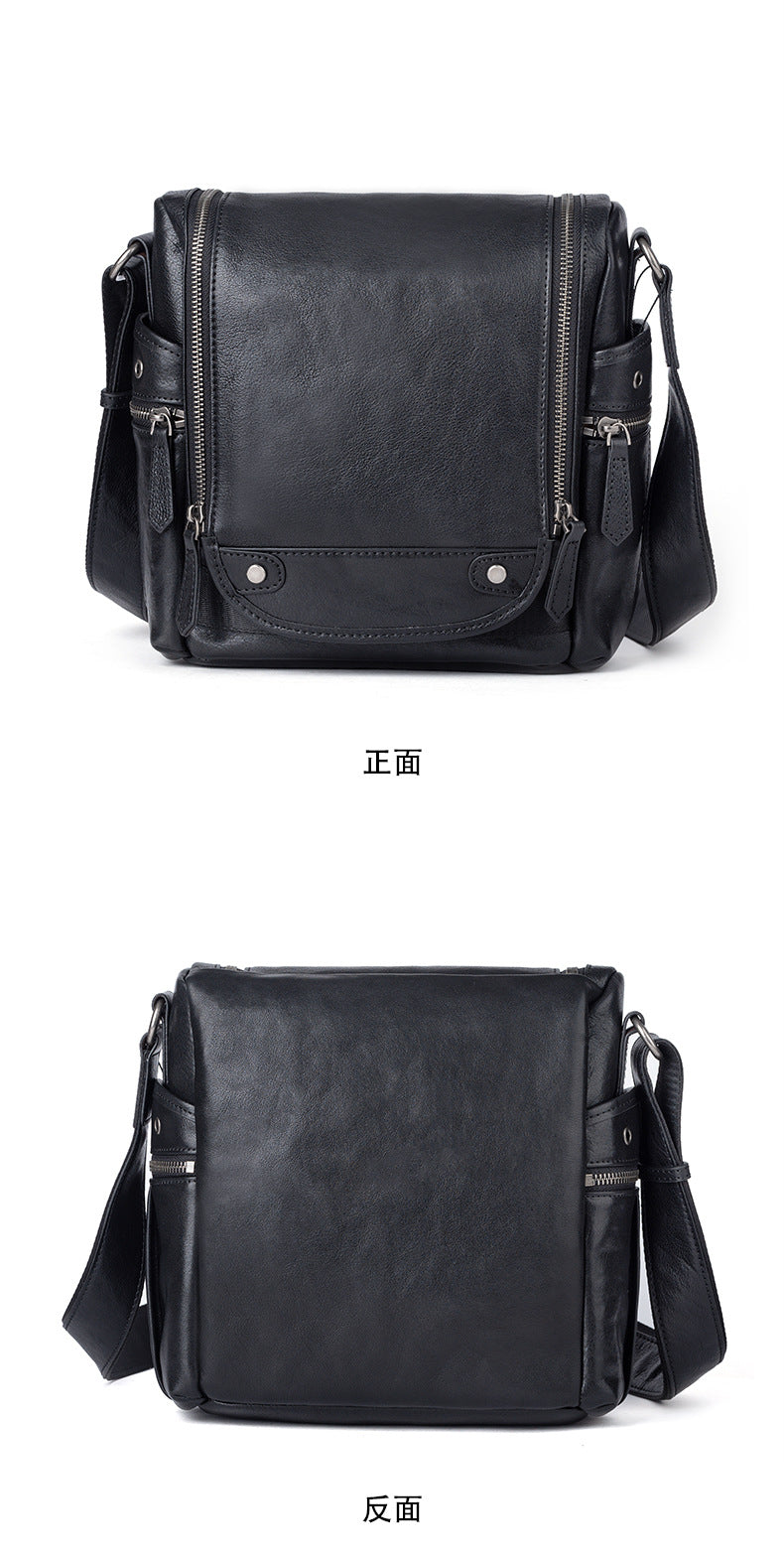 Men's Shoulder Bag Genuine Cowhide Leather Retro Casual Crossbody Bag for Men 