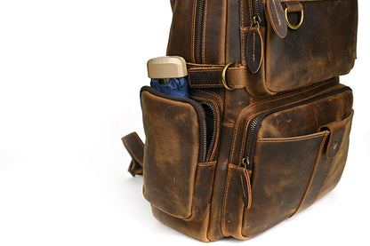 Men's backpack made of cowhide genuine leather large capacity retro casual men's business trip bag computer bag 