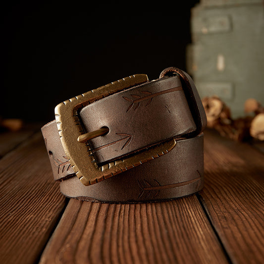 Men's Belt Handmade Vintage Genuine Cowhide Leather Needle Buckle Unique Fashion Casual Men's Belt 