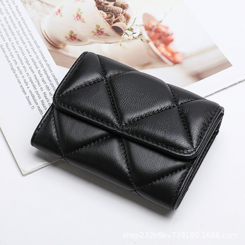 Women's Wallet Sheep Leather Coin Purse Check Women Wallet Mini Clutch Bag High Quality Wallet