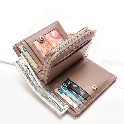 Wallet Women's Wallet Short Coin Purse Mini Wallet Sheep Leather V Check Wallet Trifold Wallet Goes with Anything