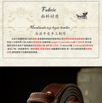 Men's Belt Handmade Cowhide Genuine Leather Needle Buckle Retro Casual Korean Fashion Men's Belt