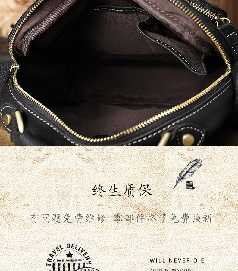 Men's Shoulder Bag Handmade Original Cowhide Genuine Leather Casual Korean Fashion Men's Crossbody Bag Handbag 