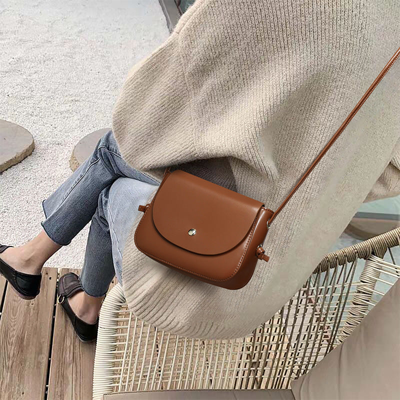 Women's bag Genuine leather fashion crossbody bag Cowhide square bag Shoulder bag that goes with anything. Pochette