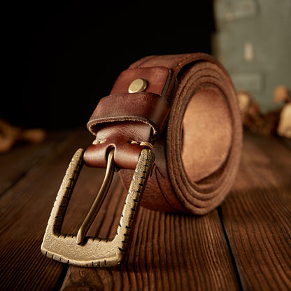 Men's Belt Handmade Vintage Genuine Cowhide Leather Needle Buckle Unique Fashion Casual Men's Belt 