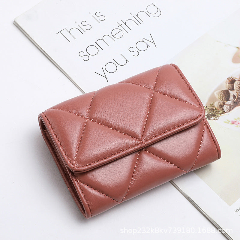 Women's Wallet Sheep Leather Coin Purse Check Women Wallet Mini Clutch Bag High Quality Wallet