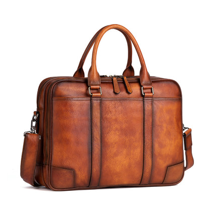 Men's Briefcase Cowhide Genuine Leather Retro Casual Men's Handbag 