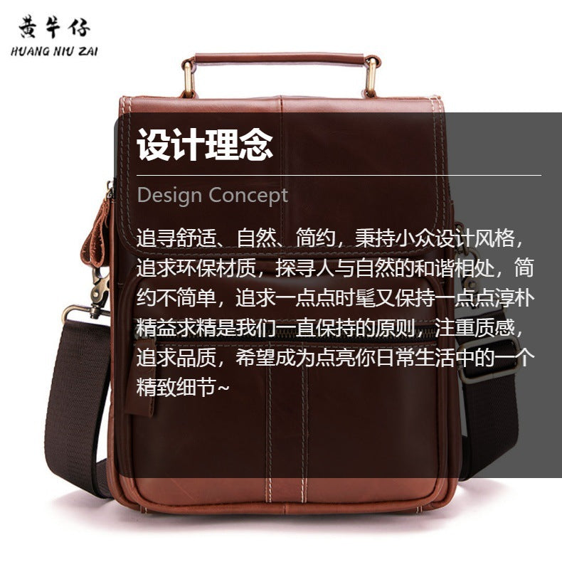 Men's Shoulder Bag Cowhide Genuine Leather Handbag Soft Leather Casual Simple Crossbody Bag for Men 