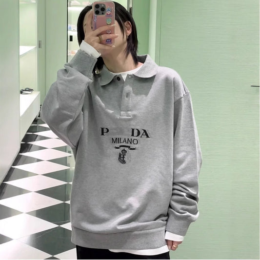 Pファッション長袖ポロシャツ おしゃれ上着 クールカジュアル ロングtシャツ プルオーバー SY0342