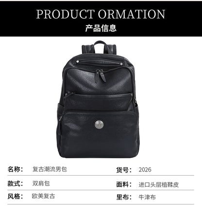 Men's backpack cowhide genuine leather fashion business trip business men's computer bag 