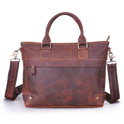 Men's Briefcase Handbag Cowhide Genuine Leather Retro Business Men Computer Bag 