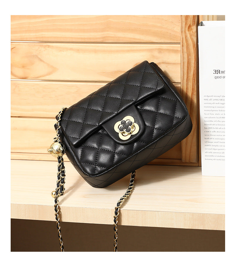 Ladies fashion bag plaid crossbody bag genuine leather chain bag cowhide shoulder bag.Pochette