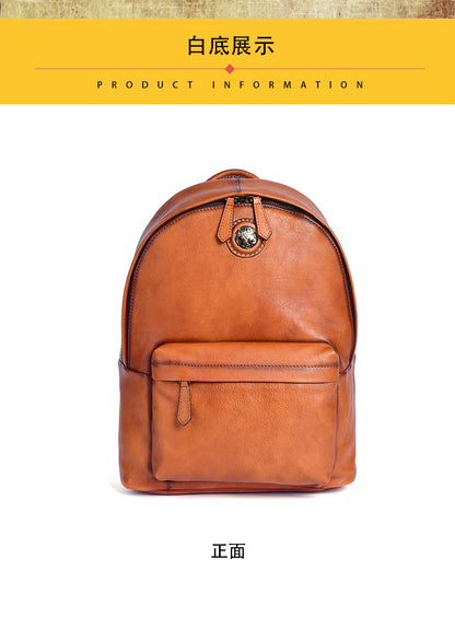 Men's backpack cowhide genuine leather fashion unique unisex travel bag 