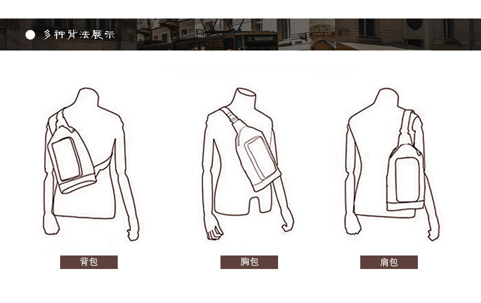 メンズバストバッグ牛革本革製アウトドア多用途男性用斜めがけバッグ