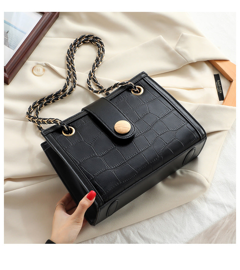 Women's crossbody bag Genuine leather large capacity chain bag Crocodile pattern fashion square bag Shoulder bag that goes with anything. Pochette