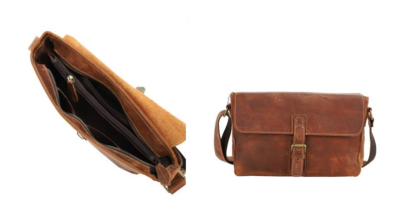 Men's Shoulder Bag Handmade Original Cowhide Casual Messenger Bag Crossbody Bag for Men 