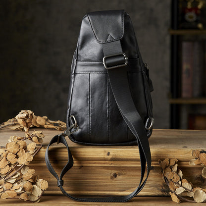 Men's Bust Bag Handmade Cowhide Genuine Leather Fashion Commuter Crossbody Bag for Men 