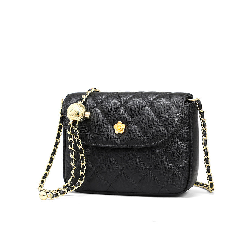 Women Bag Cowhide Crossbody Bag Chain Bag Plaid Square Bag Fashion Shoulder Bag.Pochette