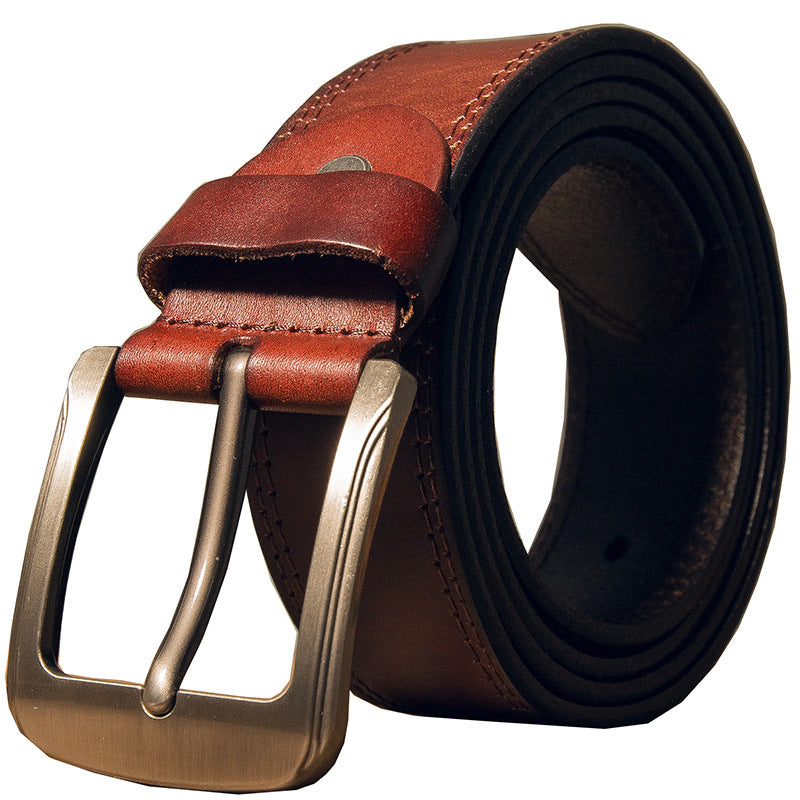 Men's Belt Handmade Genuine Cowhide Leather Casual Fashion Needle Buckle Men's Belt 