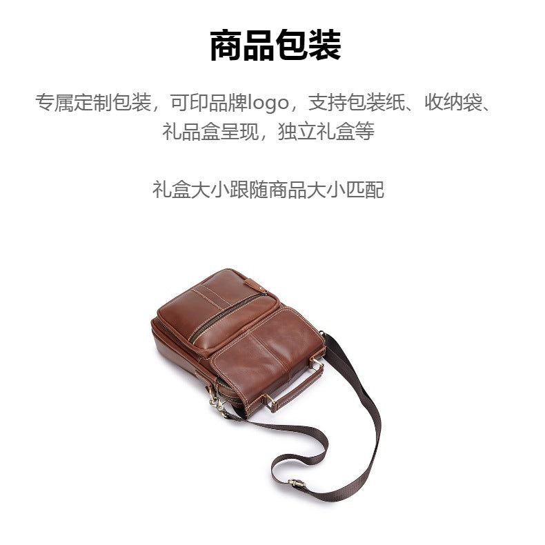 Men's Shoulder Bag Cowhide Genuine Leather Handbag Soft Leather Casual Simple Crossbody Bag for Men 