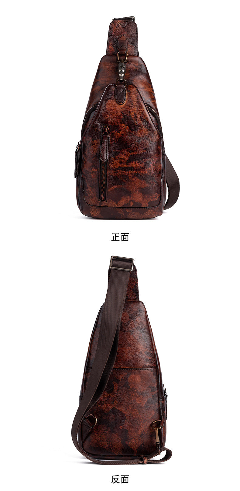 Men's bust bag Genuine cowhide leather retro casual crossbody bag for men 