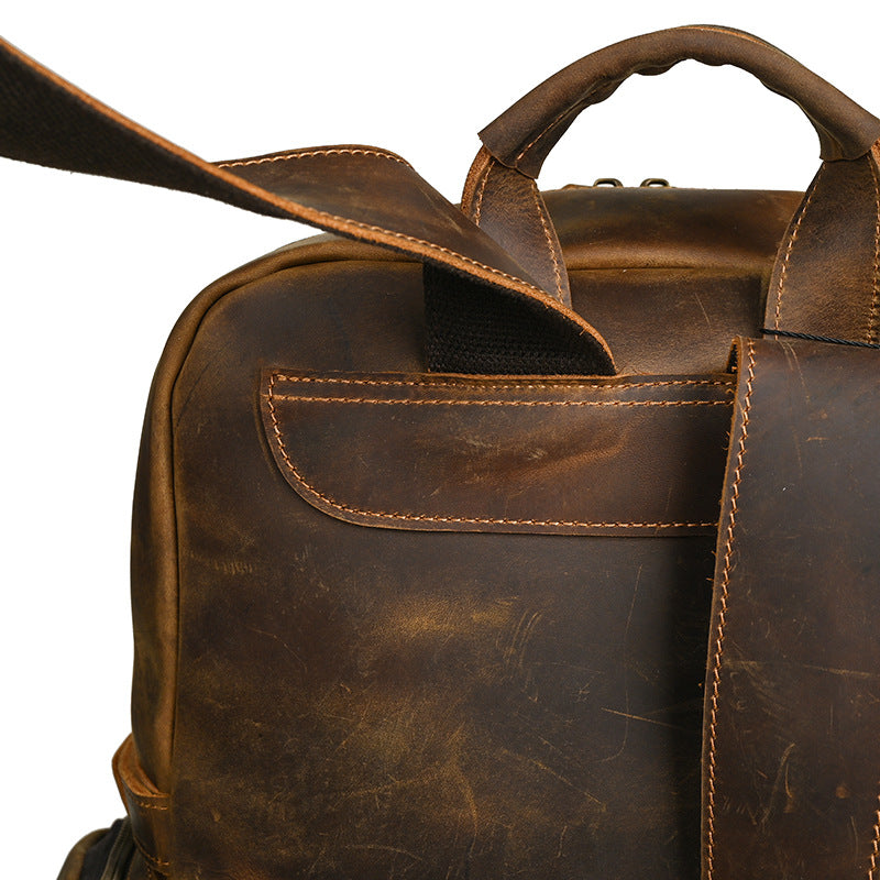 Men's backpack made of cowhide genuine leather large capacity retro casual men's business trip bag computer bag 